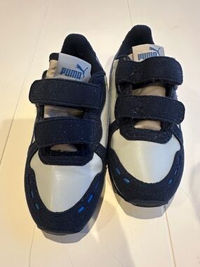 Puma Kids Navy, Light Gray and Blue Velcro Sneakers